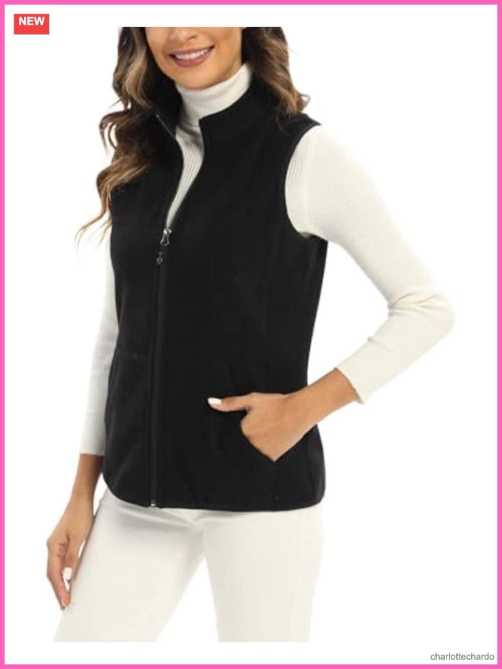 Women's Fleece Vest 6 Pockets Lightweight Sleeveless Gilet Zip Up